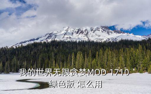 我的世界无限贪婪MOD 1710 绿色版 怎么用