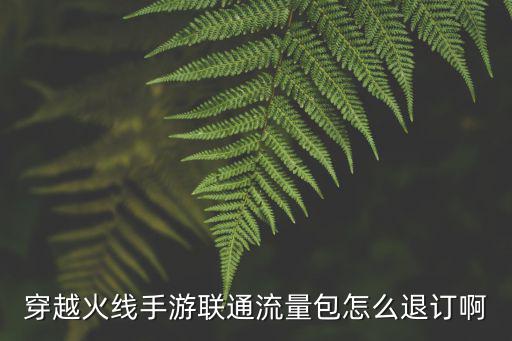 穿越火线手游联通流量包怎么退订啊