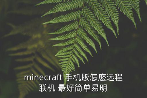 minecraft 手机版怎麽远程联机 最好简单易明