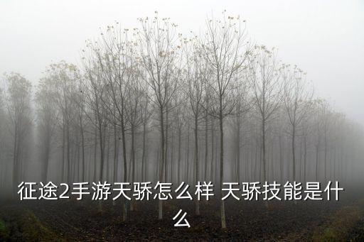 征途2手游天骄怎么样 天骄技能是什么