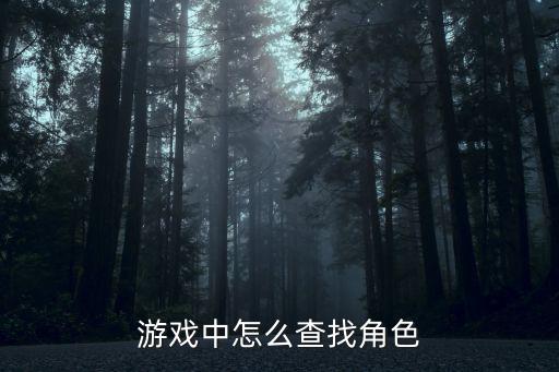 游戏中怎么查找角色