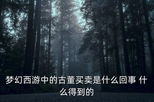 梦幻西游中的古董买卖是什么回事 什么得到的