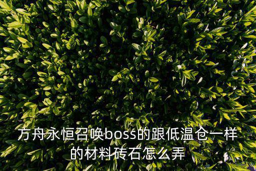 方舟永恒召唤boss的跟低温仓一样的材料砖石怎么弄