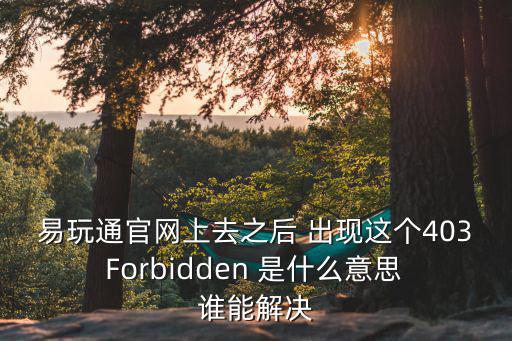 易玩通官网上去之后 出现这个403 Forbidden 是什么意思 谁能解决