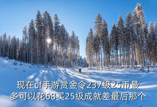 现在cf手游赏金令237级25币最多可以花68买25级成就差最后那个