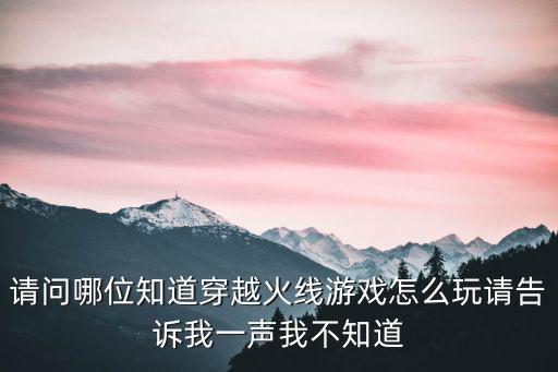 请问哪位知道穿越火线游戏怎么玩请告诉我一声我不知道