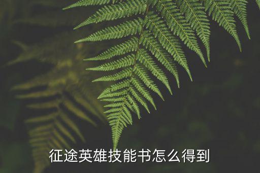 征途英雄技能书怎么得到