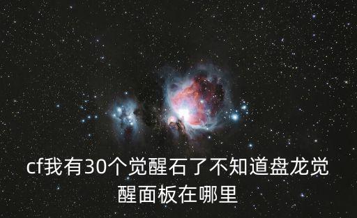 cf我有30个觉醒石了不知道盘龙觉醒面板在哪里