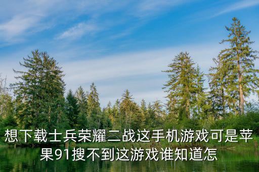 想下载士兵荣耀二战这手机游戏可是苹果91搜不到这游戏谁知道怎