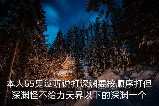 本人65鬼泣听说打深渊要按顺序打但深渊怪不给力天界以下的深渊一个