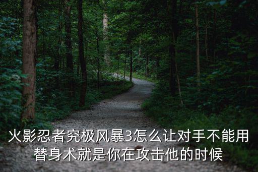 火影忍者究极风暴3怎么让对手不能用替身术就是你在攻击他的时候