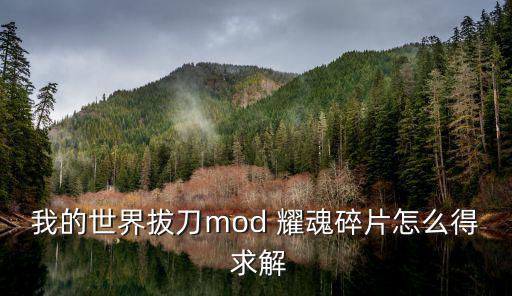 我的世界拔刀mod 耀魂碎片怎么得 求解