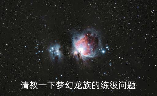 请教一下梦幻龙族的练级问题