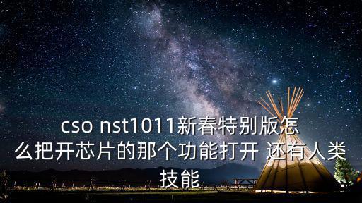 cso nst1011新春特别版怎么把开芯片的那个功能打开 还有人类技能