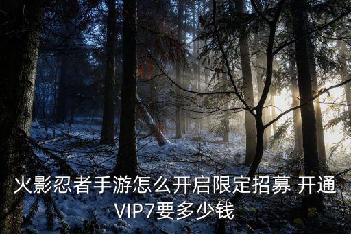 火影忍者手游怎么开启限定招募 开通VIP7要多少钱