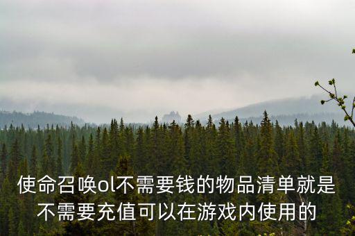 使命召唤ol不需要钱的物品清单就是不需要充值可以在游戏内使用的