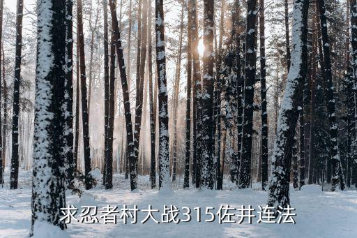 火影忍者手游佐井忍界大战怎么破，求忍者村大战315佐井连法