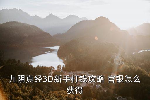 九阴真经3d手游怎么搬砖，九阴真经3d手游怎么把银子交易成人民币呢