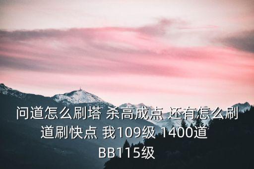 问道怎么刷塔 杀高成点 还有怎么刷道刷快点 我109级 1400道 BB115级