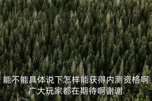 能不能具体说下怎样能获得内测资格啊广大玩家都在期待啊谢谢