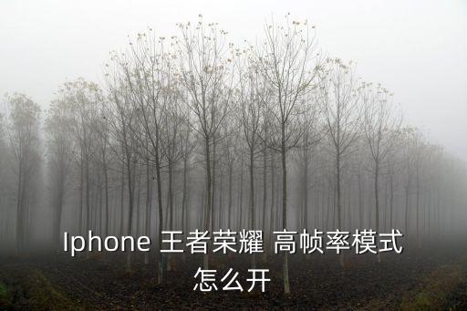 Iphone 王者荣耀 高帧率模式怎么开