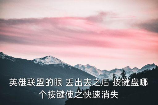 英雄联盟的眼 丢出去之后 按键盘哪个按键使之快速消失