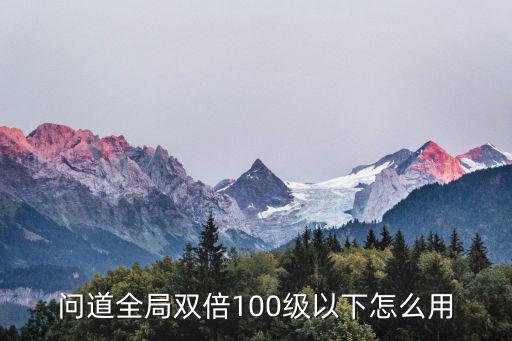 问道全局双倍100级以下怎么用