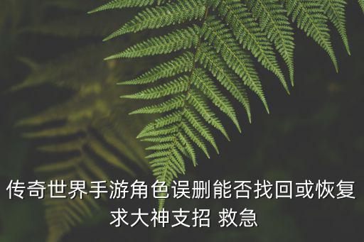 传奇世界手游角色误删能否找回或恢复 求大神支招 救急