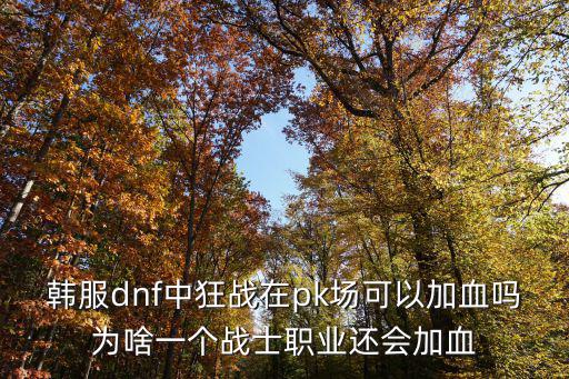 韩服dnf中狂战在pk场可以加血吗为啥一个战士职业还会加血