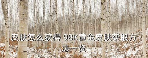 皮肤怎么获得 98K黄金皮肤获取方法一览