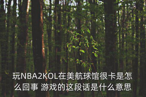 玩NBA2KOL在美航球馆很卡是怎么回事 游戏的这段话是什么意思