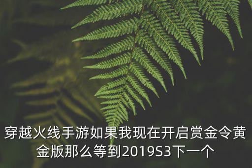 穿越火线手游如果我现在开启赏金令黄金版那么等到2019S3下一个