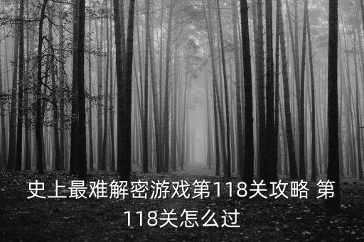 史上最难解密游戏第118关攻略 第118关怎么过