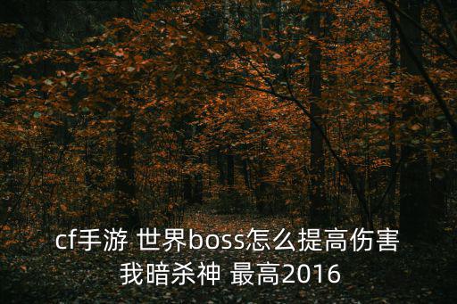 cf手游 世界boss怎么提高伤害 我暗杀神 最高2016