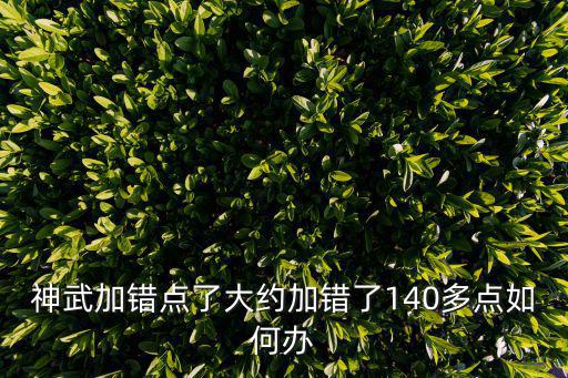 神武加错点了大约加错了140多点如何办