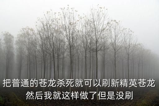 方舟进化手游精英龙怎么刷新，把普通的苍龙杀死就可以刷新精英苍龙然后我就这样做了但是没刷