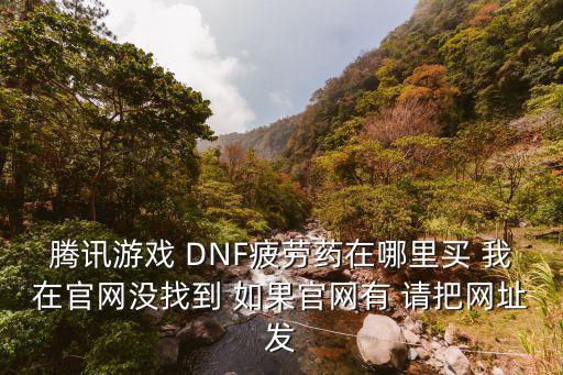 腾讯游戏 DNF疲劳药在哪里买 我在官网没找到 如果官网有 请把网址发