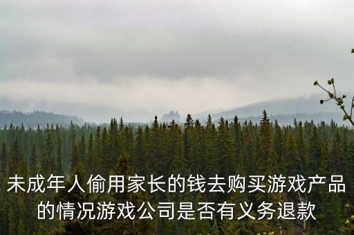 未成年人偷用家长的钱去购买游戏产品的情况游戏公司是否有义务退款