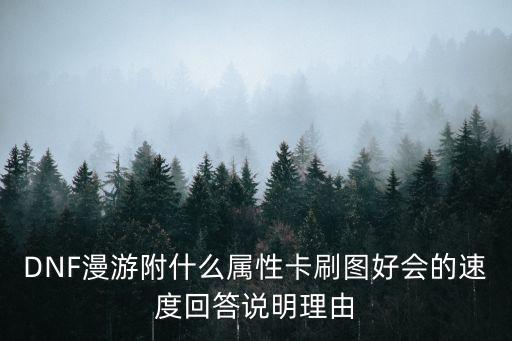 DNF漫游附什么属性卡刷图好会的速度回答说明理由