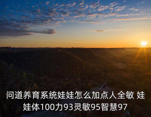 问道养育系统娃娃怎么加点人全敏 娃娃体100力93灵敏95智慧97