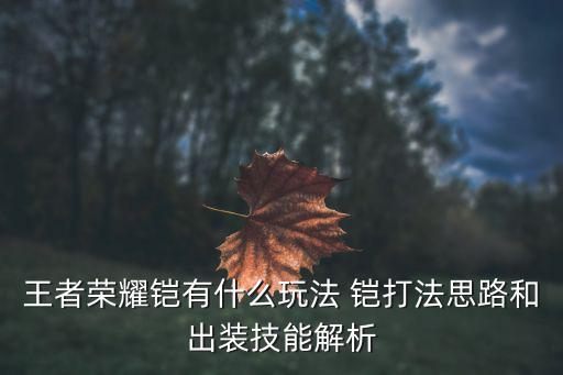 王者荣耀铠有什么玩法 铠打法思路和出装技能解析