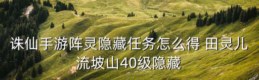 诛仙手游阵灵隐藏任务怎么得 田灵儿流坡山40级隐藏