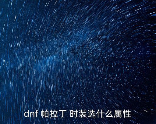 dnf 帕拉丁 时装选什么属性