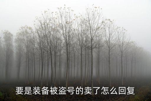 要是装备被盗号的卖了怎么回复