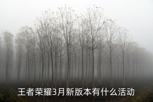 王者荣耀3月新版本有什么活动