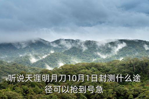 听说天涯明月刀10月1日封测什么途径可以抢到号急