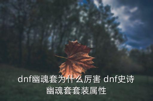 dnf幽魂套为什么厉害 dnf史诗幽魂套套装属性