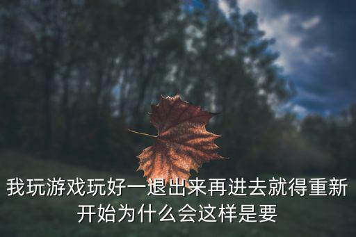 我玩游戏玩好一退出来再进去就得重新开始为什么会这样是要