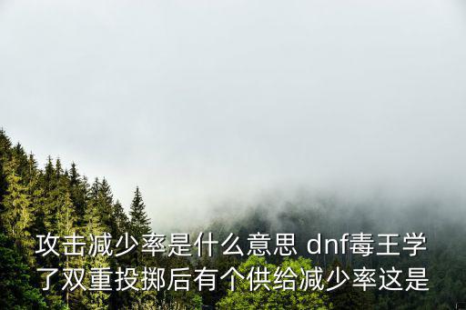 攻击减少率是什么意思 dnf毒王学了双重投掷后有个供给减少率这是