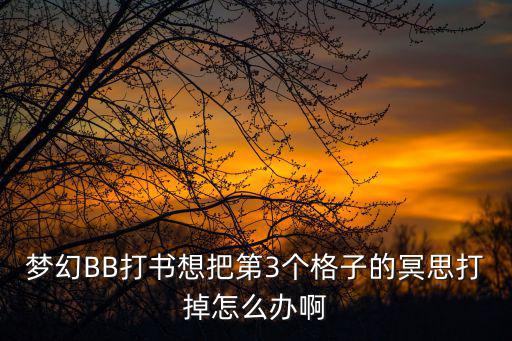 梦幻手游bb怎么打走冥思，梦幻BB打书想把第3个格子的冥思打掉怎么办啊